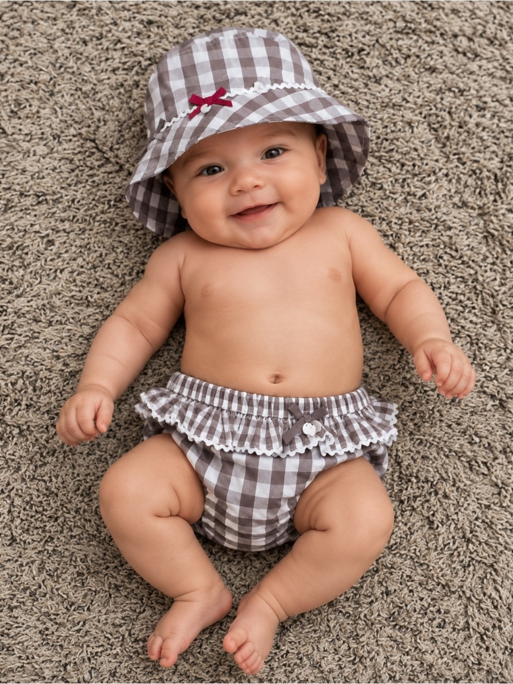 Kid baby Swimwear + Hat 1/6 months Tartine et‎ Chocolat beige white